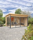 Vorschaubild Wolff Finnhaus Gartenhaus Studio 44-D mit Alu-Eckverkleidung/Schiebetür