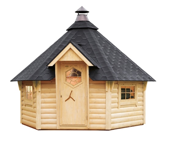 Wolff Finnhaus Grillkota 9 de luxe inkl. Grillanlage und Lapplandpaket (C)