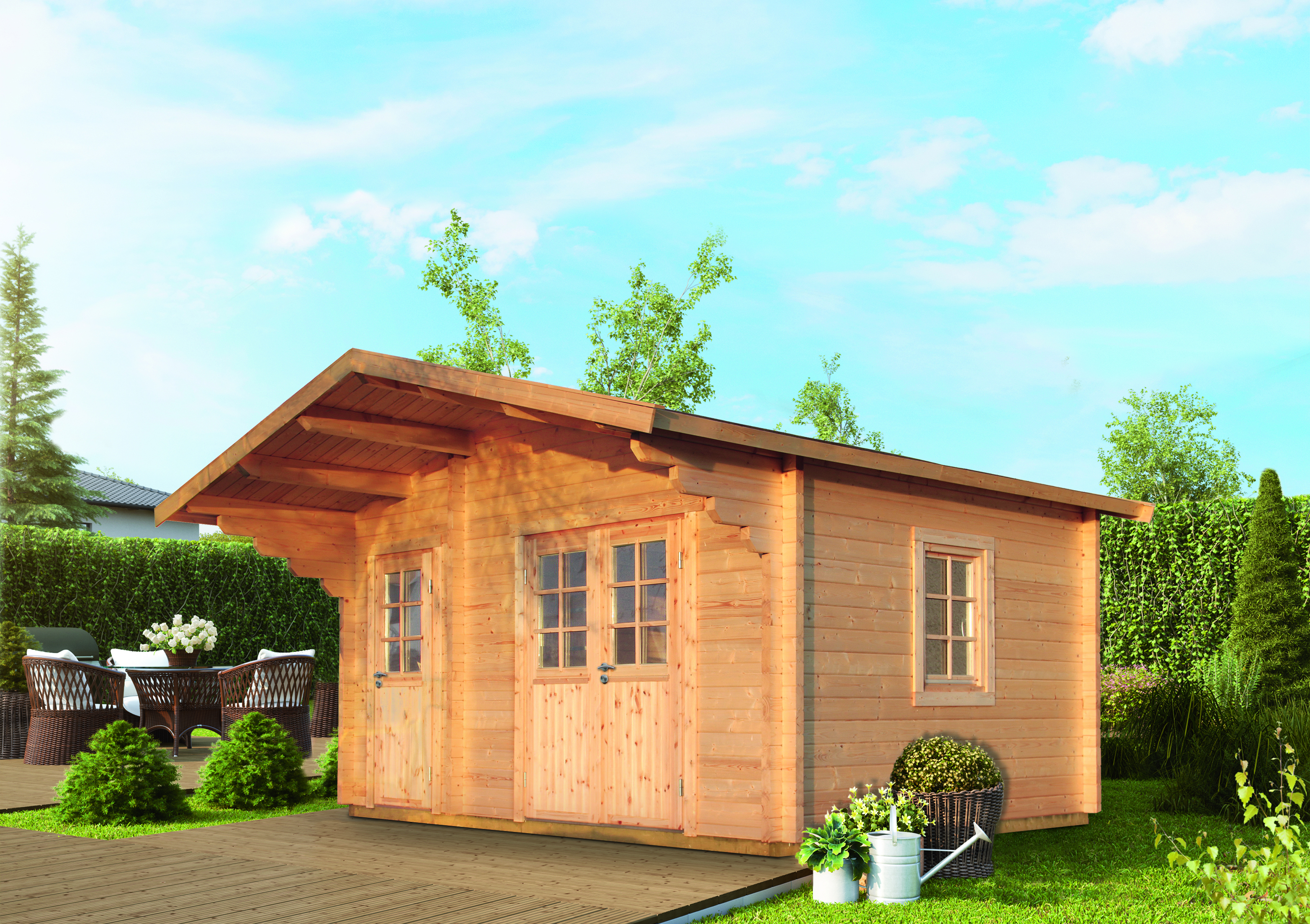 Wolff Finnhaus Blockbohlenhaus Caro 34 Klassik