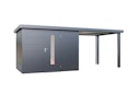 Vorschaubild Wolff Finnhaus Premium Metall Gartenhaus Thorin 6024 Anthrazit inkl. 300 cm Anbaudach