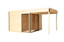Vorschaubild Wolff Finnhaus Gartenhaus Studio 44-B mit Alu-Eckverkleidung/Schiebetür und 200 cm Lounge Anbau (Starletta 5232)