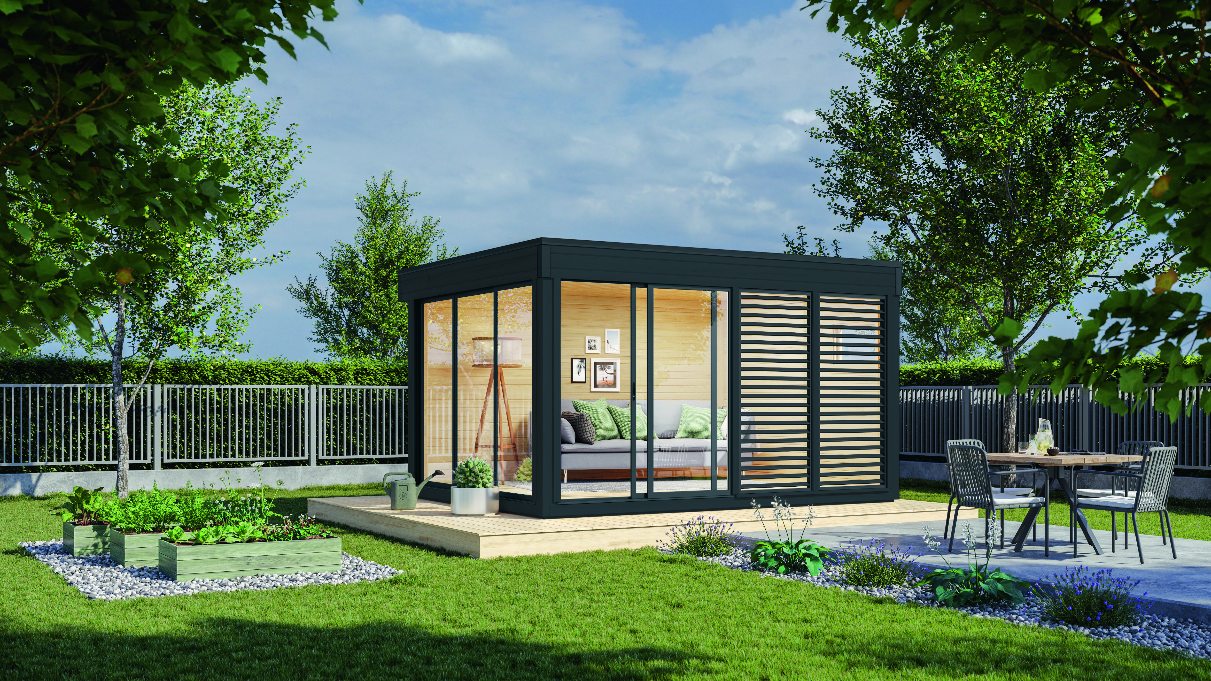Wolff Finnhaus Design-Gartenhaus Finn Cube 4x3 Typ 1/2/3/4