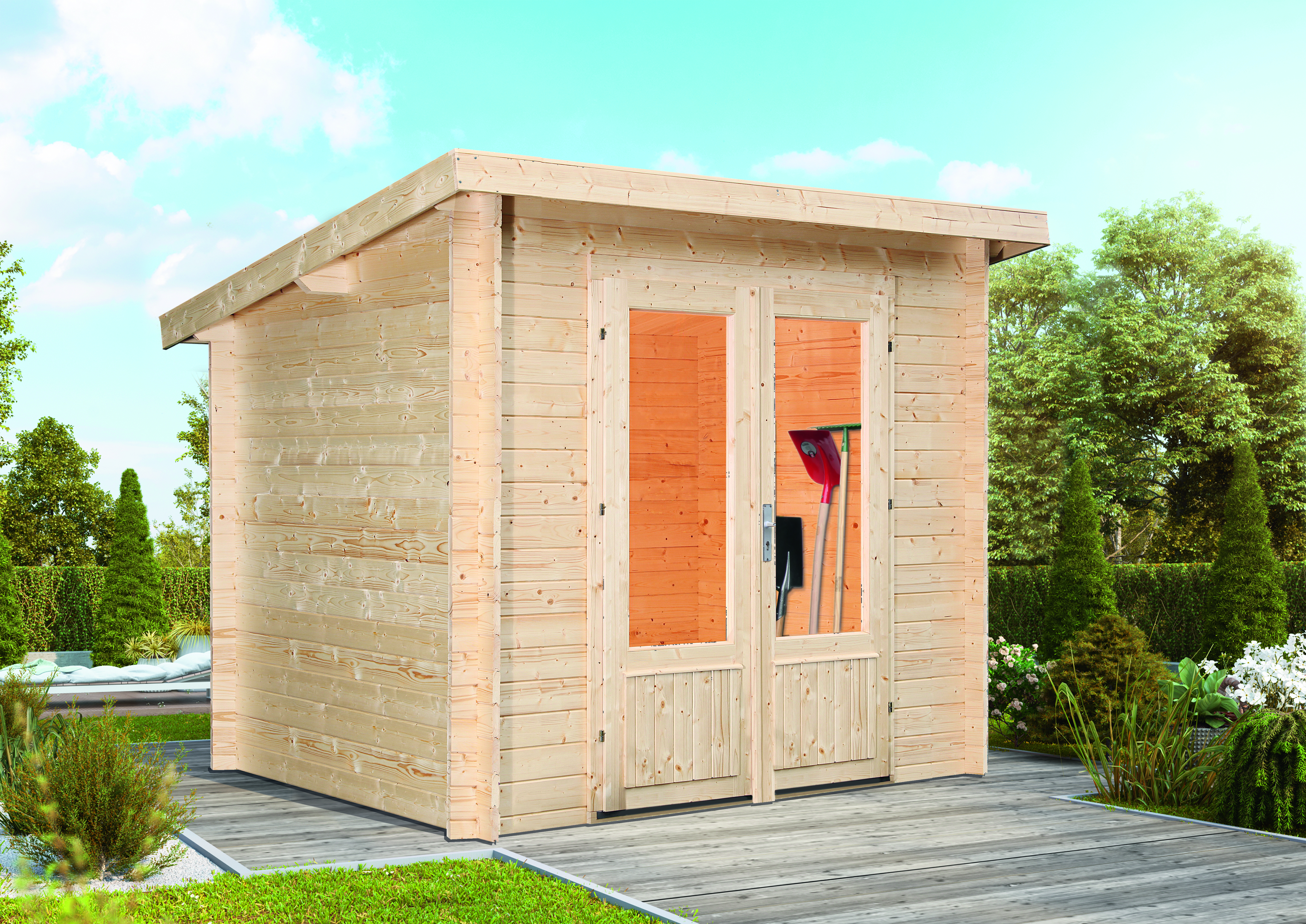 Wolff Finnhaus Gartenhaus Flachdachhaus Lüttich XS - Aktionsmodell