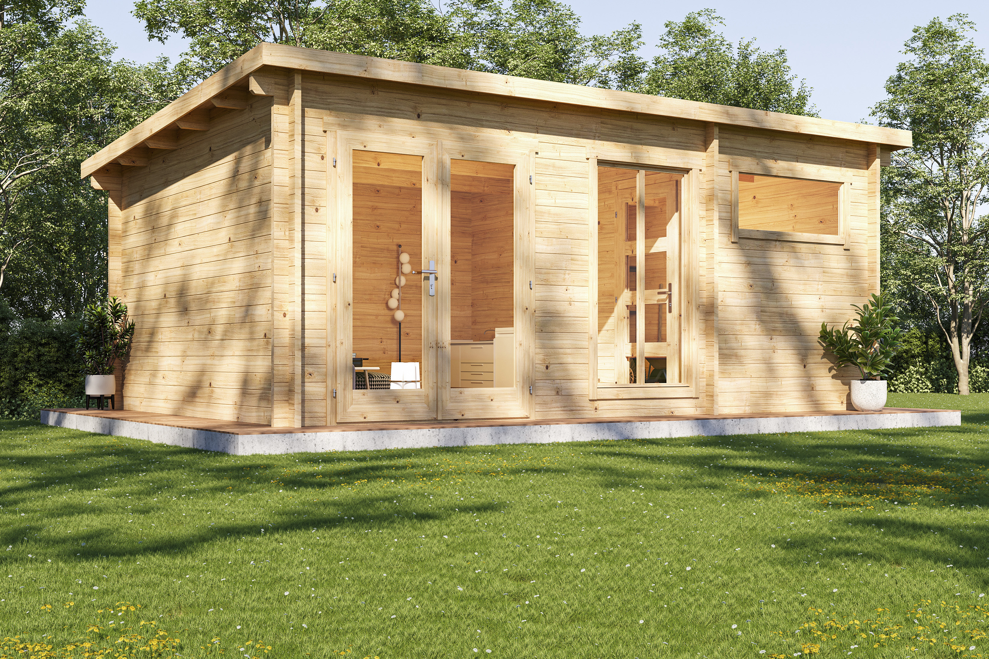 Wolff Finnhaus Gartenhaus Hidda 5536 - 44 mm