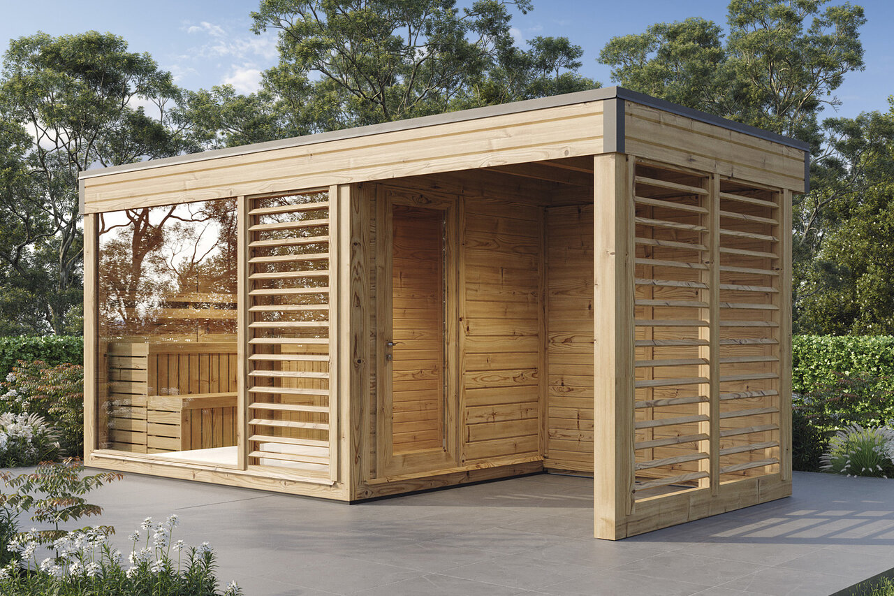 Wolff Finnhaus Saunahaus Sidonia 5323/6323 mit Vorraum & Seitendach