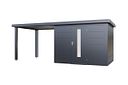 Vorschaubild Wolff Finnhaus Premium Metall Gartenhaus Thorin 5924 Anthrazit inkl. 300 cm Anbaudach (Modell 2026)