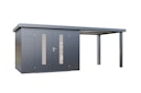 Vorschaubild Wolff Finnhaus Premium Metall Gartenhaus Elvar 6024 Anthrazit inkl. 300 cm Anbaudach