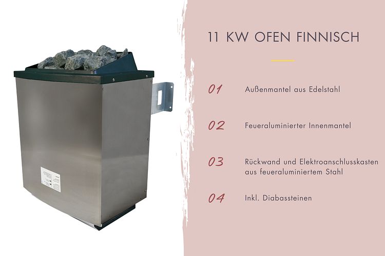 Karibu 11 kW Saunaofen finnisch anthrazit inkl. Huum WLAN Steuergerät mit App-Steuerung