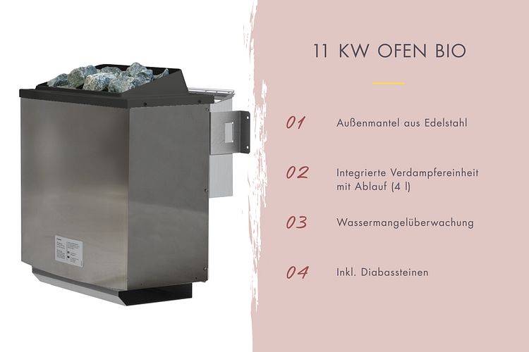 Karibu 11 kW Bio-Kombiofen anthrazit inkl. Huum WLAN Steuergerät mit App-Steuerung