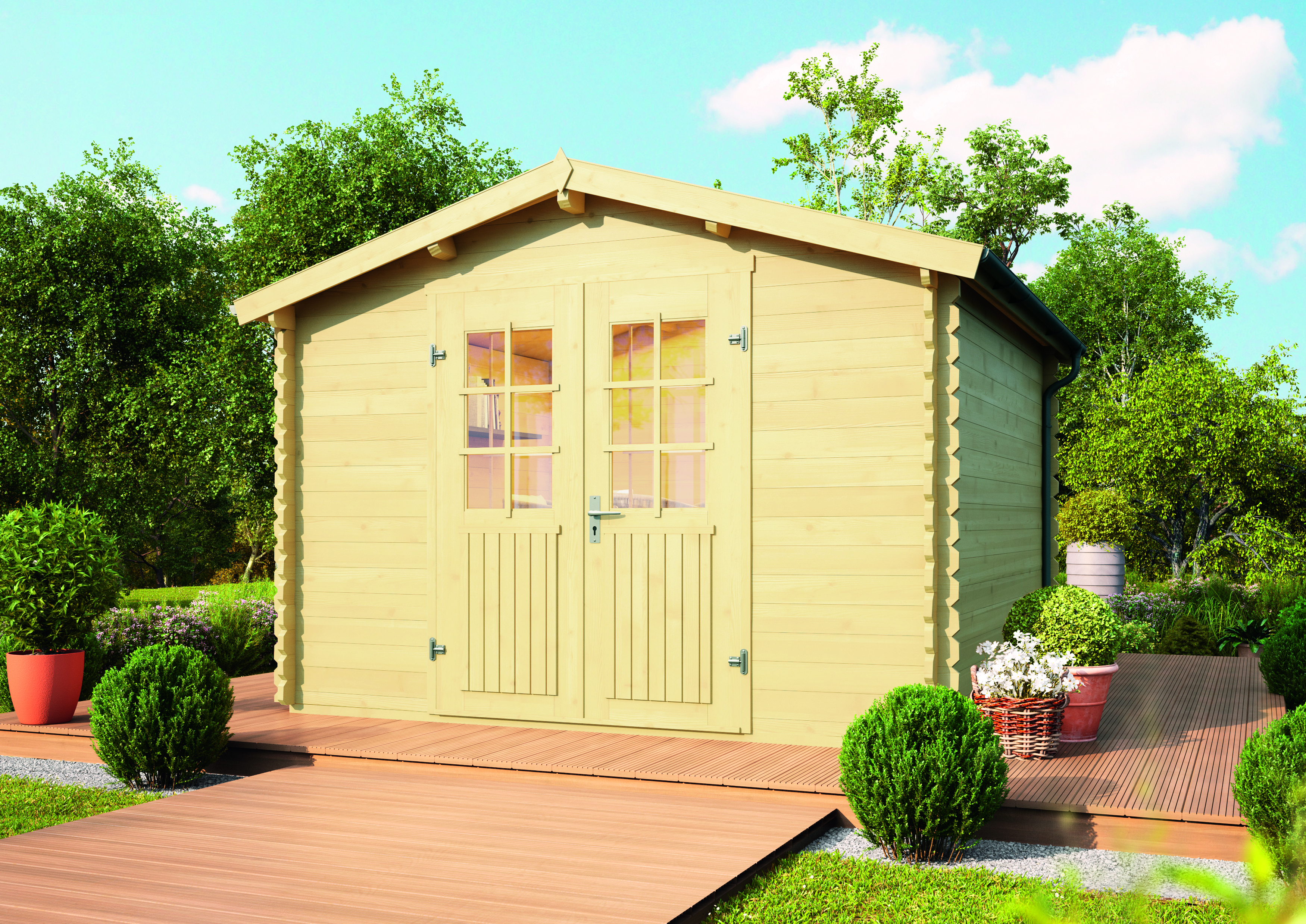 Wolff Finnhaus Gartenhaus Blockbohlenhaus Paris A imprägniert - Aktionsmodell