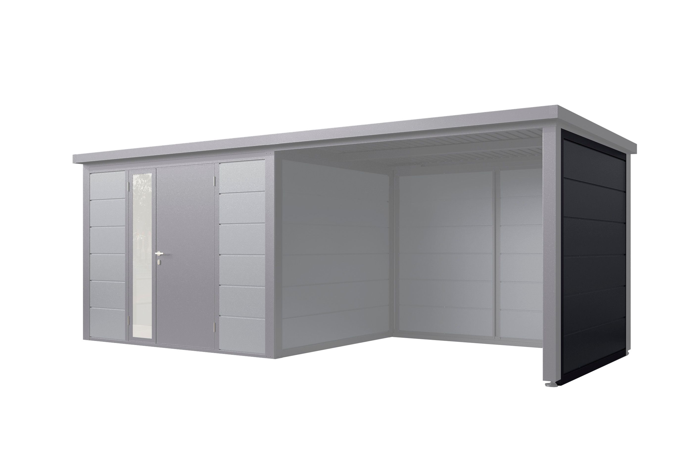 Wolff Finnhaus Seiten-/Rückwand 23 Metall Felsgrau für Terrassenanbau Ulrik & Linnea