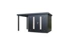 Vorschaubild Wolff Finnhaus Premium Metall Gartenhaus Elvar 3924 Anthrazit inkl. 150 cm Anbaudach