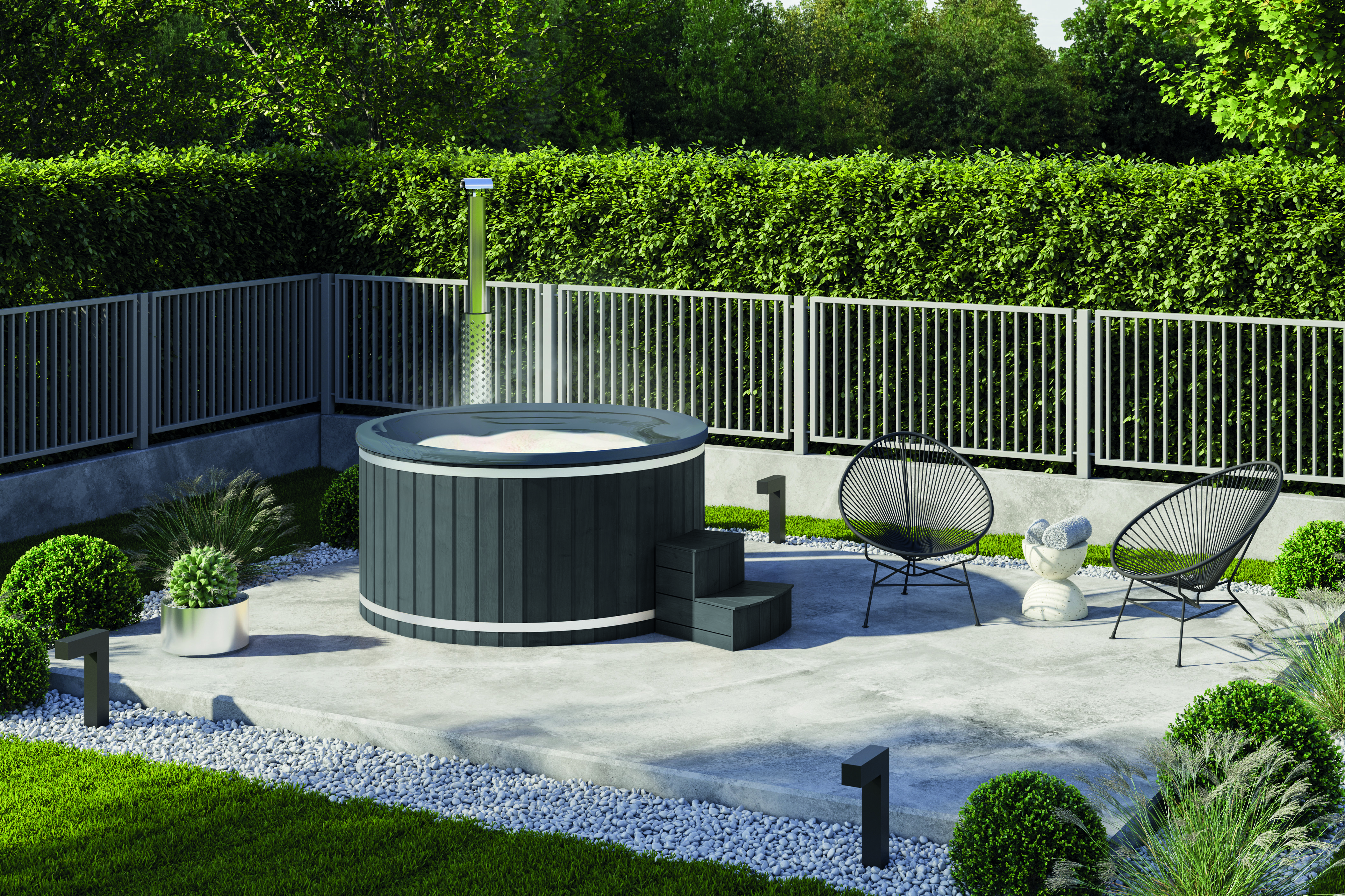 Wolff Finnhaus Badebottich Hot Tub Typ 1 Ø 200 cm mit Acrylwanne