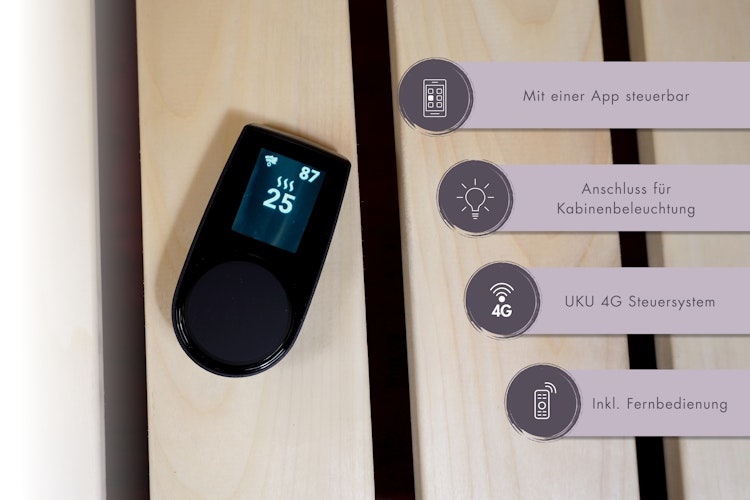 Karibu 9 kW Bio-Kombiofen anthrazit inkl. Huum WLAN Steuergerät mit App-Steuerung