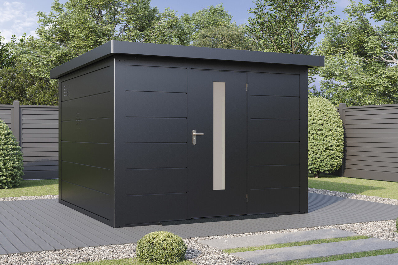 Wolff Finnhaus Premium Metall Gartenhaus Hakon 3030 Anthrazit (Modell 2026)