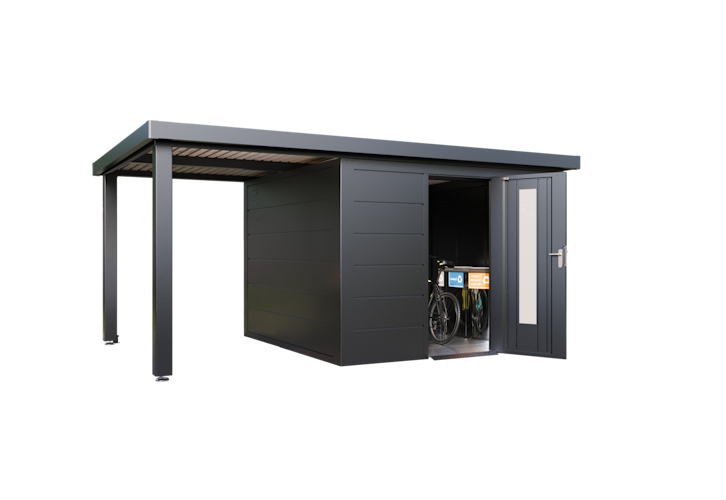 Wolff Finnhaus Premium Metall Gartenhaus Thorin 5424 Anthrazit inkl. 240 cm Anbaudach Wolff Finnhaus Premium Metall Gartenhaus Thorin 5424 Anthrazit inkl. 240 cm Anbaudach