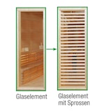 Wolff Finnhaus Sauna Paradiso: Tausch Glaselement zu Glaselement mit Sprossen Wolff Finnhaus Sauna Paradiso: Tausch Glaselement zu Glaselement mit SprossenZubehörbild