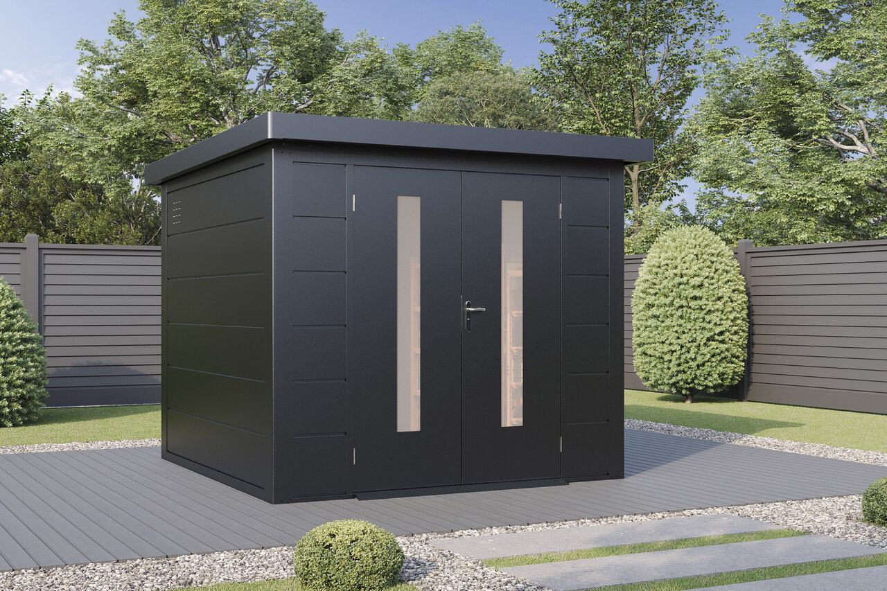 Wolff Finnhaus Premium Metall Gartenhaus Eirik 2424 Anthrazit