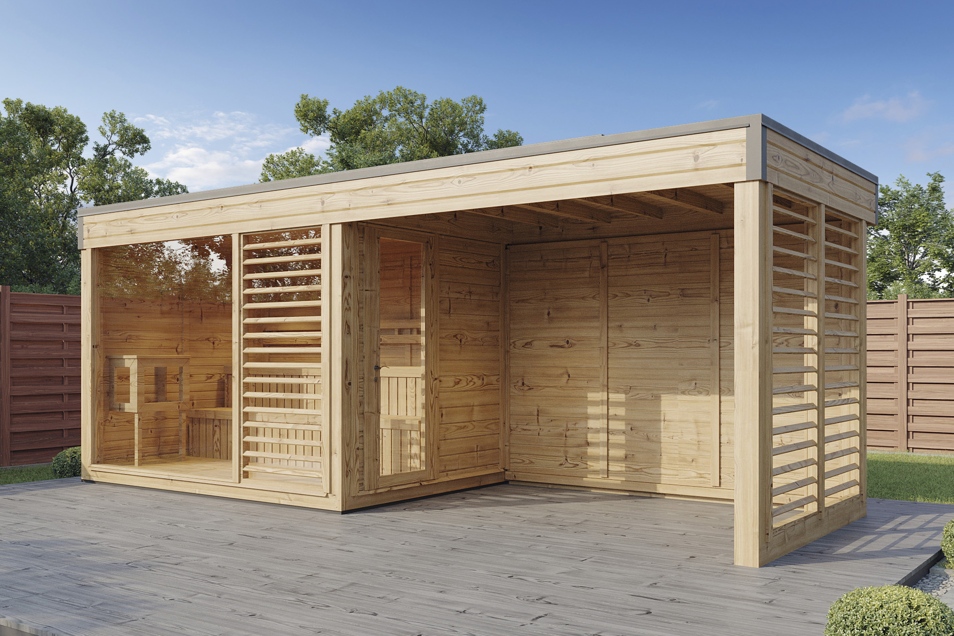 Wolff Finnhaus Saunahaus Sintje 5323/6323 mit Seitendach