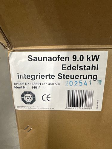 B-Ware Karibu 9 kW Saunaofen finnisch anthrazit mit integrierter Steuerung (ohne Steine)