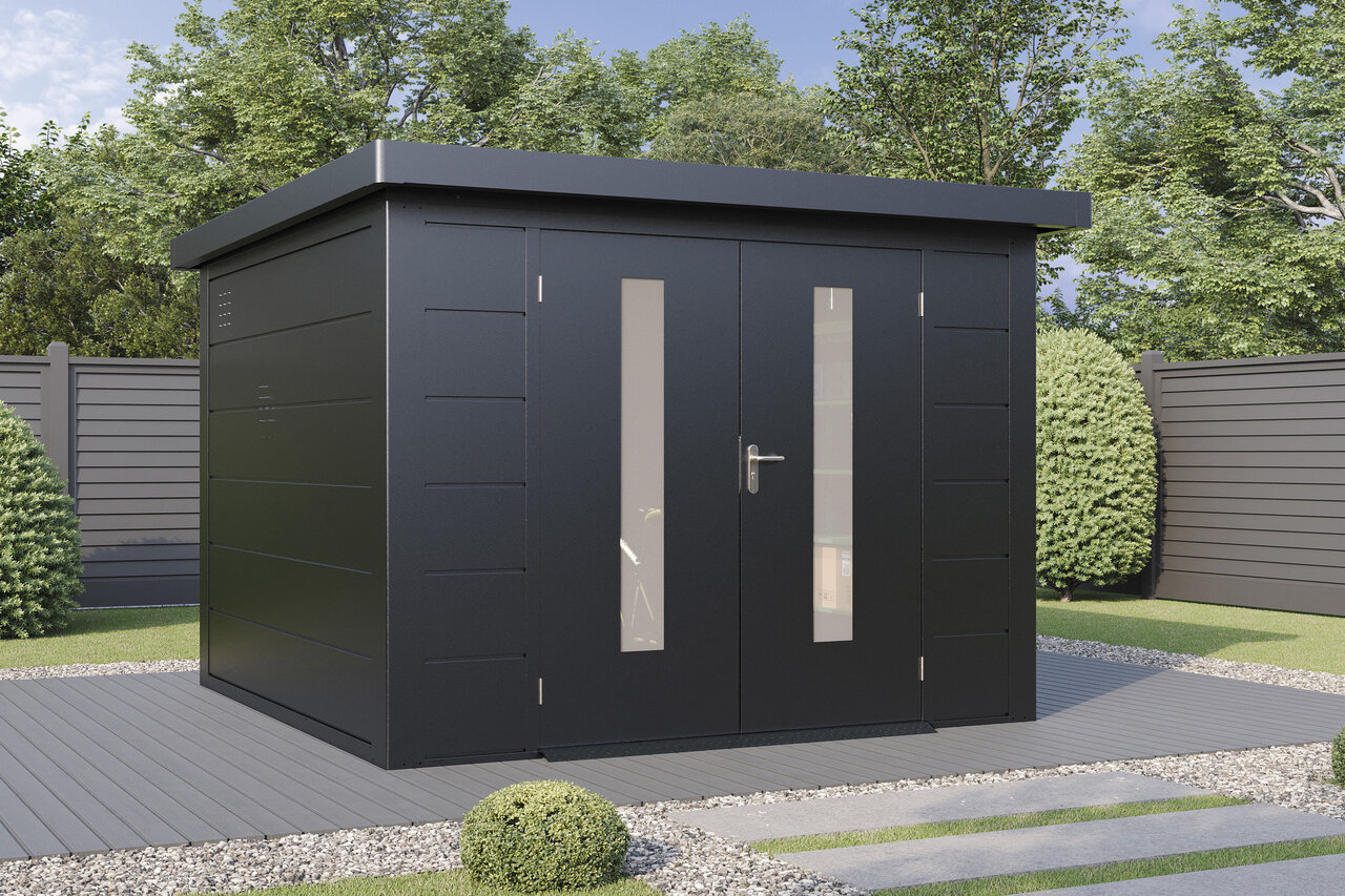 Wolff Finnhaus Premium Metall Gartenhaus Eirik 3030 Anthrazit (Modell 2026)