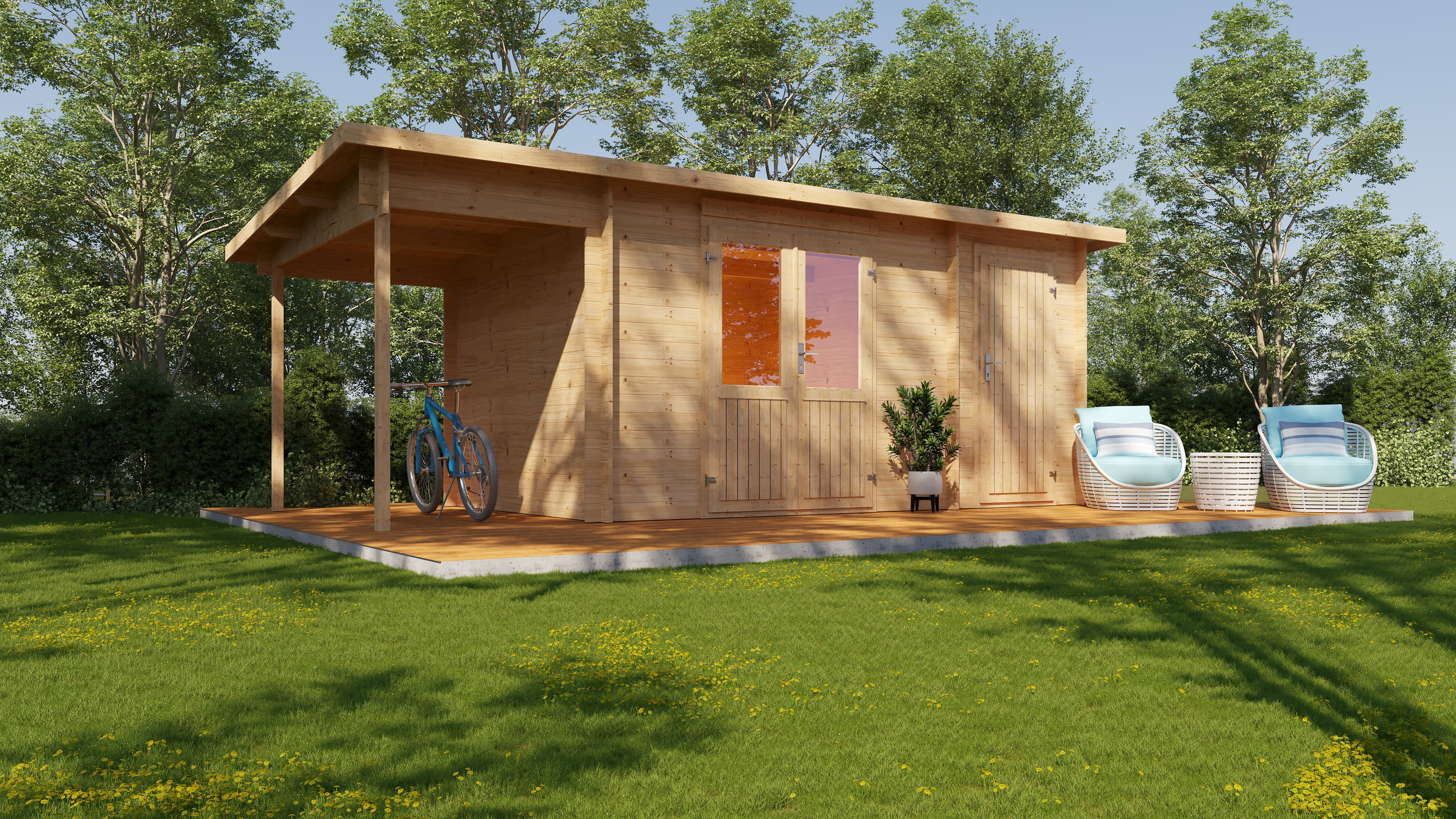 Wolff Finnhaus Gartenhaus Galina 5723 Zweiraum-Gartenhaus - 28 mm