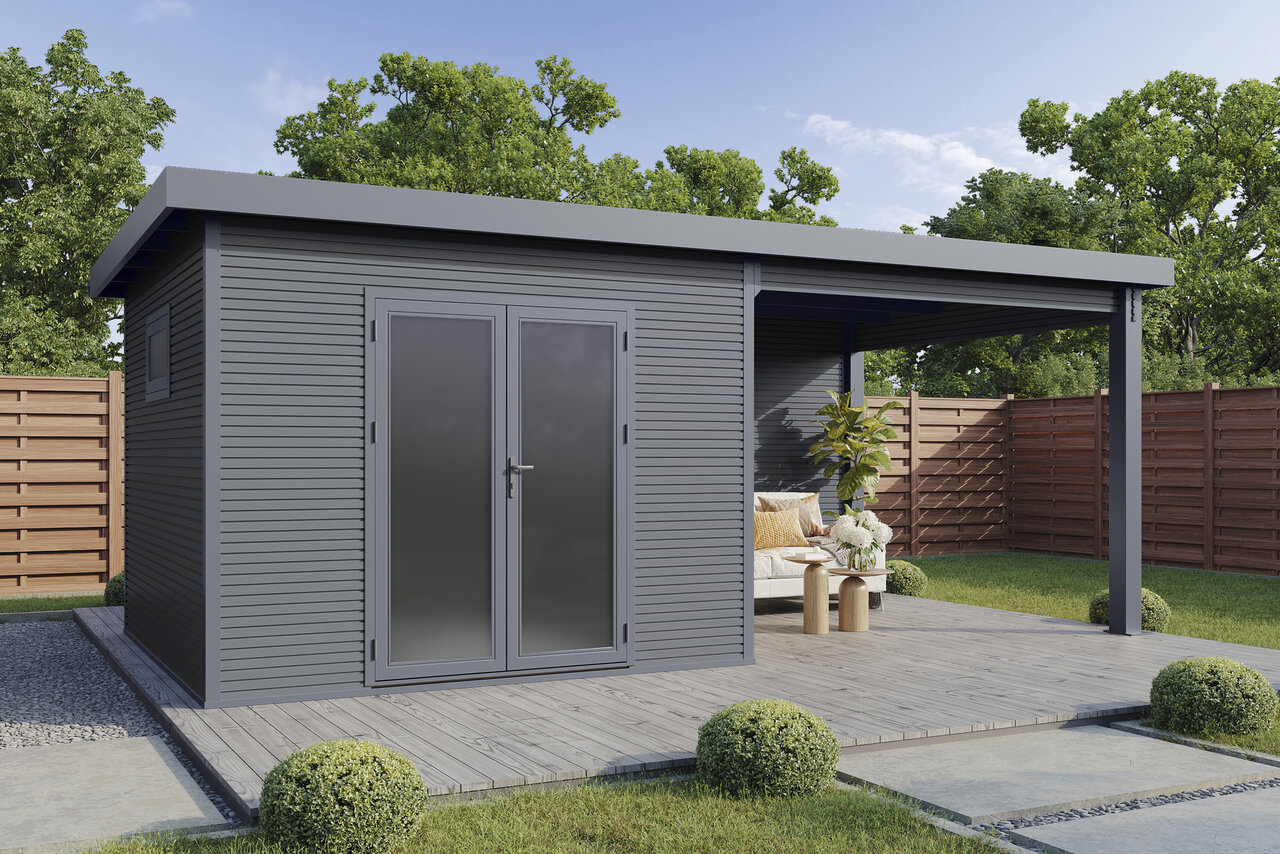 Wolff Finnhaus WPC Gartenhaus Solaro im Rhombus-Design - 28 mm