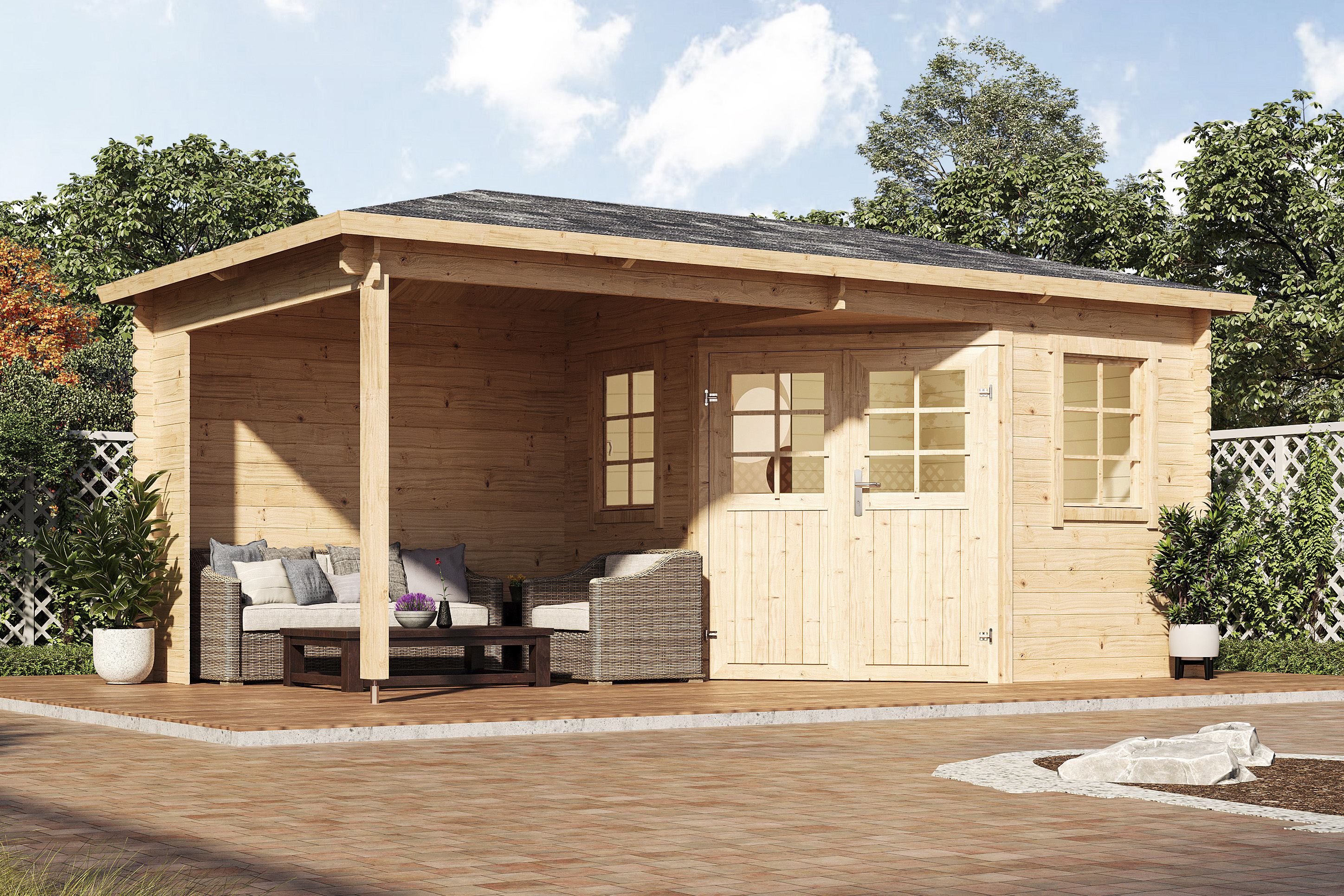 Wolff Finnhaus Gartenhaus Grete 5828 - 40 mm