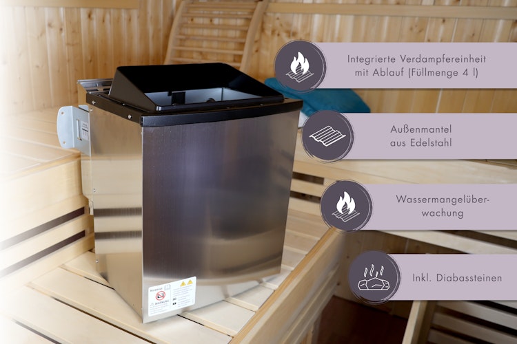 Karibu 9 kW Bio-Kombiofen Saunaofen anthrazit inkl. Steuergerät EASY schwarz - Sparset