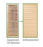 Wolff Finnhaus Sauna Paradiso: Tausch Glaselement mit Sprossen in Vollholzelement Wolff Finnhaus Sauna Paradiso: Tausch Glaselement mit Sprossen in VollholzelementZubehörbild