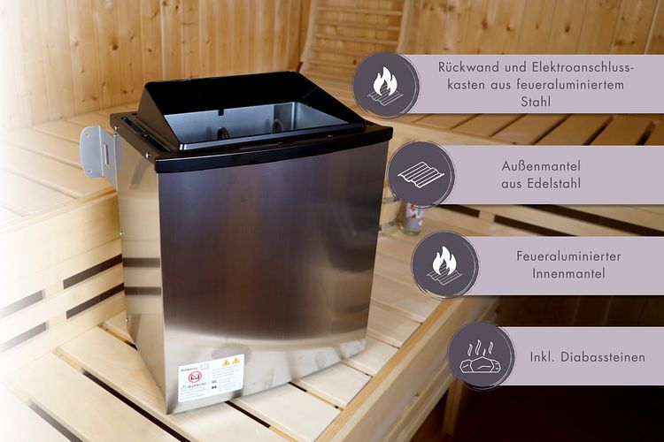 Karibu 11 kW Saunaofen finnisch anthrazit inkl. Huum WLAN Steuergerät mit App-Steuerung