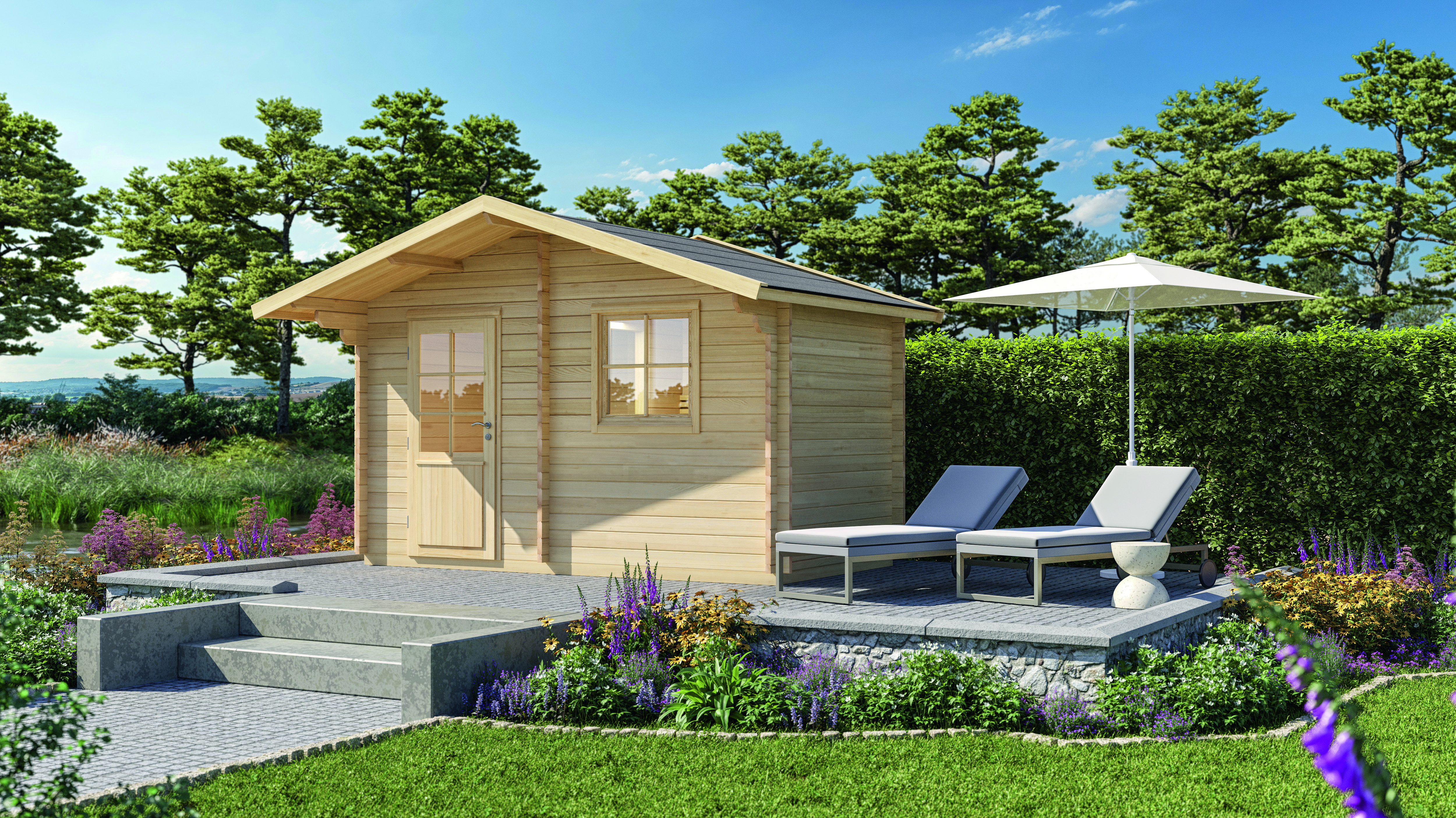 Wolff Finnhaus Saunahaus Sanna 70 ohne Terrasse