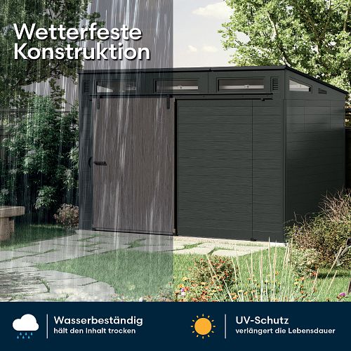 Suncast Kunststoff-Gerätehaus Modernist mit Schiebetür – stahlverstärkt (Woodland)