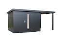 Vorschaubild Wolff Finnhaus Premium Metall Gartenhaus Thorin 5424 Anthrazit inkl. 240 cm Anbaudach