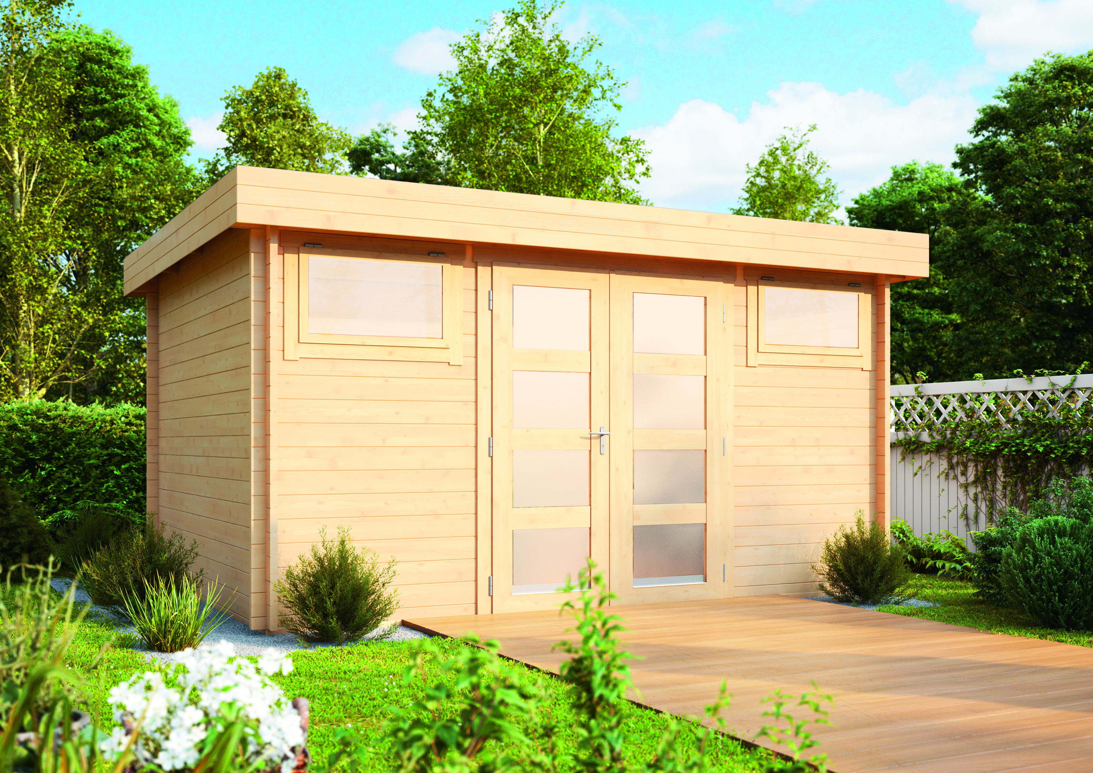 Wolff Finnhaus Gartenhaus Flachdachhaus Metz C - Aktionsmodell