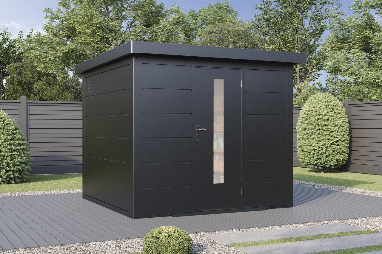 Wolff Finnhaus Premium Metall Gartenhaus Hakon 2424 Anthrazit (Modell 2026)