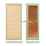 Wolff Finnhaus Sauna Paradiso: Tausch Vollholzelement in Glaselement Wolff Finnhaus Sauna Paradiso: Tausch Vollholzelement in GlaselementZubehörbild