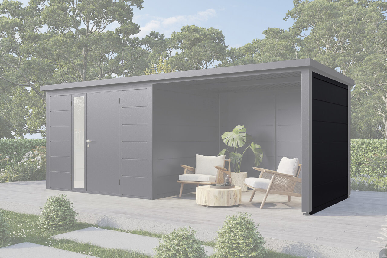 Wolff Finnhaus Seiten-/Rückwand 23 Metall Anthrazit für Terrassenanbau Ulrik & Linnea