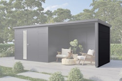 Wolff Finnhaus Seiten-/Rückwand 23 Metall Anthrazit für Terrassenanbau Ulrik & Linnea