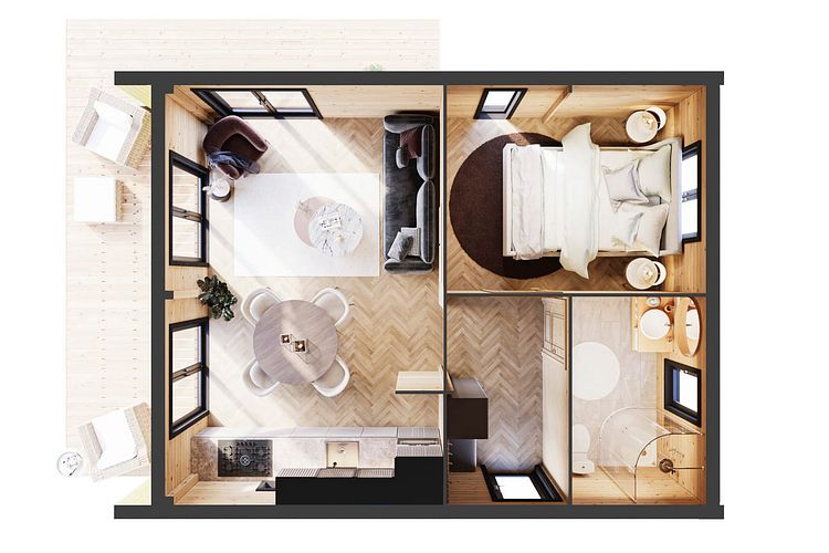 Wolff Finnhaus Ferienhaus Altai 50 - 68 mm