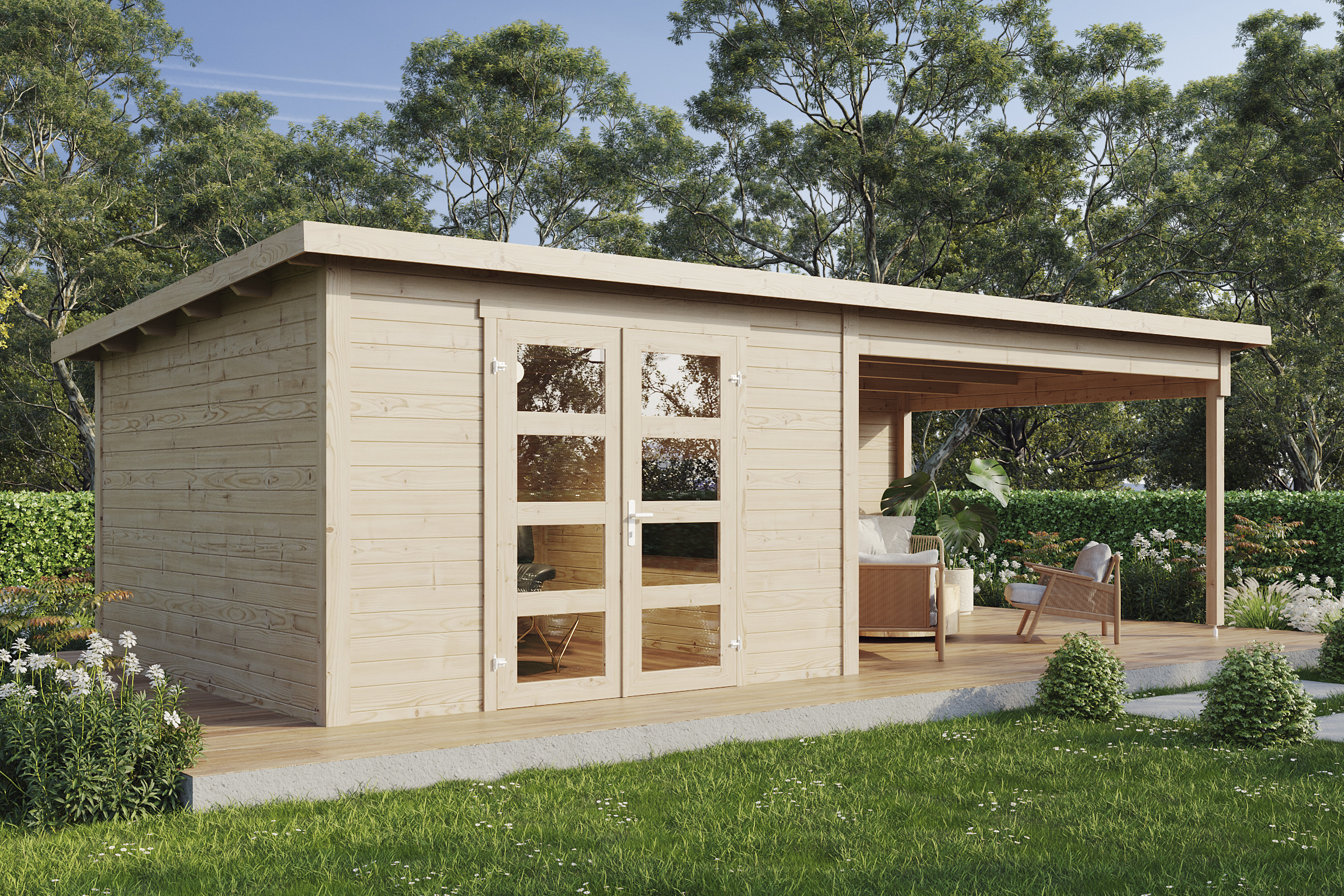 Wolff Finnhaus Gartenhaus Ole 7133 - 28 mm